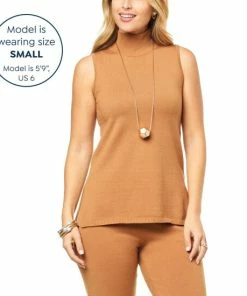 Deals 🧨 MarlaWynne WynneLayers SoftKNIT Mock-Neck Tank Dark Camel ⭐ -Outlet MarlaWynne Sales unnamed file 286