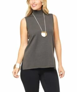 Deals 🧨 MarlaWynne WynneLayers SoftKNIT Mock-Neck Tank Dark Camel ⭐ -Outlet MarlaWynne Sales unnamed file 291