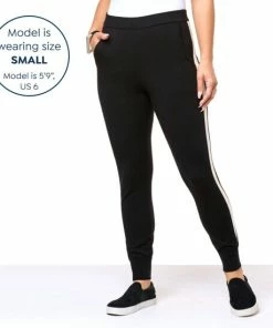 Hot Sale ✨ MarlaWynne WynneLayers SoftKNIT Jogger Pant With Contrast Stripe Heather Latte/ecru Combo 💯 -Outlet MarlaWynne Sales unnamed file 296