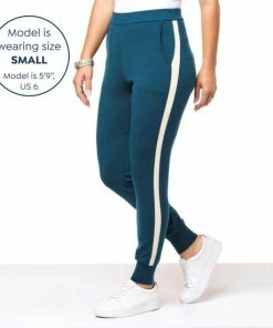 Hot Sale ✨ MarlaWynne WynneLayers SoftKNIT Jogger Pant With Contrast Stripe Heather Latte/ecru Combo 💯 -Outlet MarlaWynne Sales unnamed file 298