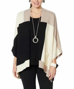 Best reviews of 😍 MarlaWynne WynneLayers Colorblocked Sweater Knit Poncho Cardigan 😍