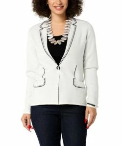 Cheap 💯 MarlaWynne WynneCollection SoftKNIT Trompe L'oeil Cardigan Sweater Blazer Black/creme Fraiche Combo ⭐ -Outlet MarlaWynne Sales unnamed file 30