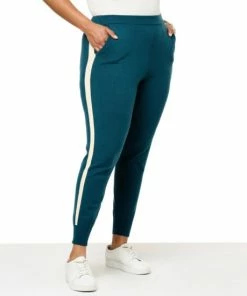 Hot Sale ✨ MarlaWynne WynneLayers SoftKNIT Jogger Pant With Contrast Stripe Heather Latte/ecru Combo 💯 -Outlet MarlaWynne Sales unnamed file 301