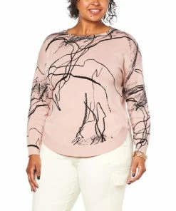 Coupon ⌛ MarlaWynne WynneLayers Scribble Print Curved Hem Sweater 🤩 -Outlet MarlaWynne Sales unnamed file 3053