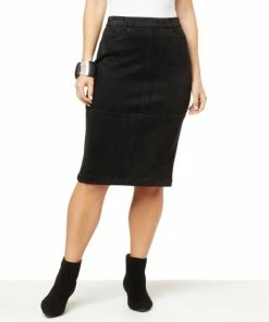 Coupon ⌛ MarlaWynne "As Is" WynneCollection Faux Suede Bonded Pencil 👗 Skirt 😀