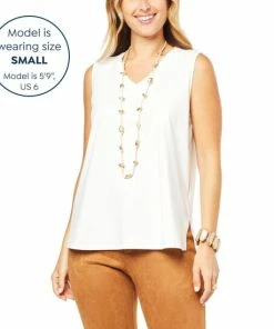 New 🧨 MarlaWynne "As Is" WynneLayers Cotton V-Neck Tank With Side Slits 🛒 -Outlet MarlaWynne Sales unnamed file 3249
