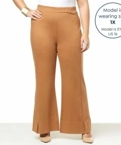 Deals 😀 MarlaWynne WynneLayers 360stretch Soft Flare Pant Dark Camel 🧨 -Outlet MarlaWynne Sales unnamed file 325