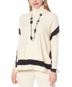 Outlet 🔥 MarlaWynne "As Is" WynneLayers Turtleneck Graphic Intarsia Knit Sweater 🔥