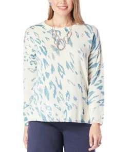 Best Sale 🥰 MarlaWynne "As Is" WynneLayers Brushstroke Animal Print Box Sweater 😍