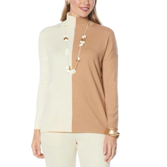 Cheap โจ MarlaWynne "As Is" WynneLayers Colorblocked SoftKNIT Mock Neck Top ๐ 3 Cheap โจ MarlaWynne "As Is" WynneLayers Colorblocked SoftKNIT Mock Neck Top ๐