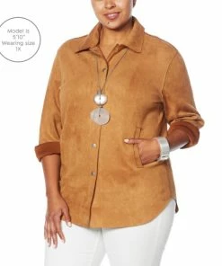Outlet 🛒 MarlaWynne "As Is" WynneLayers Stretch Faux Suede 👚 Shirt Jacket ❤️ -Outlet MarlaWynne Sales unnamed file 3576