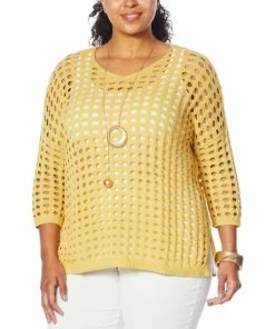 Top 10 🥰 MarlaWynne "As Is" WynneLayers Open Stitch 3/4-Sleeve Sweater 🤩 -Outlet MarlaWynne Sales unnamed file 3590