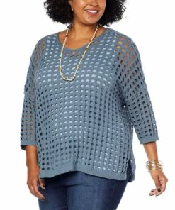 Top 10 🥰 MarlaWynne "As Is" WynneLayers Open Stitch 3/4-Sleeve Sweater 🤩 -Outlet MarlaWynne Sales unnamed file 3591