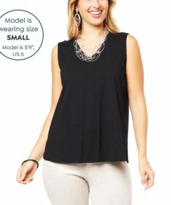 Best deal ✨ MarlaWynne WynneLayers Cotton V-Neck Tank With Side Slits Blue Fog 😍 -Outlet MarlaWynne Sales unnamed file 377