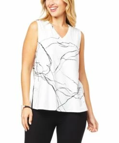 Best deal ✨ MarlaWynne WynneLayers Cotton V-Neck Tank With Side Slits Blue Fog 😍 -Outlet MarlaWynne Sales unnamed file 384