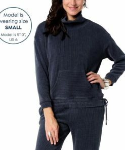 Wholesale ⭐ MarlaWynne WynneLayers Plush Ottoman Knit Mock-Neck Top With Drawstring Inky Blue ⌛ -Outlet MarlaWynne Sales unnamed file 4