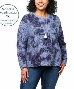 Wholesale 👏 MarlaWynne WynneCollection Ottoman Detail Jacquard Knit Sweater Storm Blue 🔔 -Outlet MarlaWynne Sales unnamed file 411