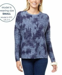 Wholesale 👏 MarlaWynne WynneCollection Ottoman Detail Jacquard Knit Sweater Storm Blue 🔔 -Outlet MarlaWynne Sales unnamed file 412