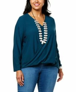 Best Pirce 🛒 MarlaWynne WynneLayers Luxe Crepe Twist Front Top Petrol 😉 -Outlet MarlaWynne Sales unnamed file 469