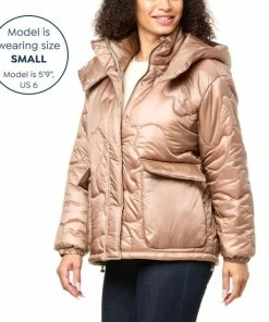 Discount ⭐ MarlaWynne WynneCollection Pearlized Hooded Puffer Jacket With Pockets Bronze 👍 -Outlet MarlaWynne Sales unnamed file 506