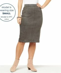 Top 10 🥰 MarlaWynne WynneCollection Faux Suede Bonded Pencil 👗 Skirt Dark Olive ❤️ -Outlet MarlaWynne Sales unnamed file 525