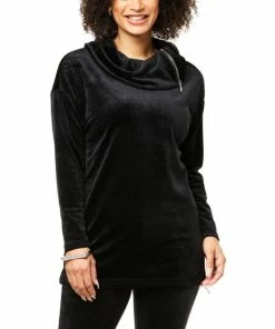 Brand new 🥰 MarlaWynne WynneLayers Velour Cowl Neck Tunic Top With Zipper Details Petal ⌛