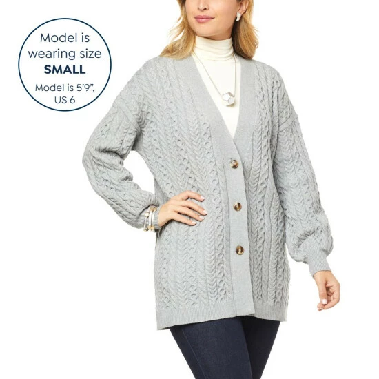 Brand new 🎁 MarlaWynne WynneCollection Cable Knit Cardigan Light Heather Gray 🤩 8 Brand new 🎁 MarlaWynne WynneCollection Cable Knit Cardigan Light Heather Gray 🤩 - Image 6