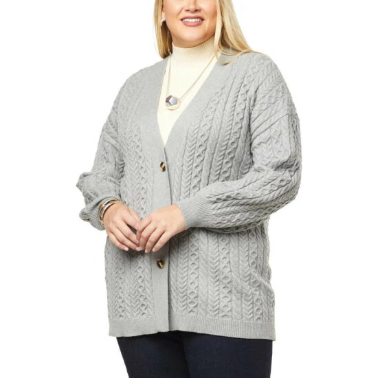 Brand new 🎁 MarlaWynne WynneCollection Cable Knit Cardigan Light Heather Gray 🤩 11 Brand new 🎁 MarlaWynne WynneCollection Cable Knit Cardigan Light Heather Gray 🤩 - Image 9