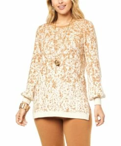 Hot Sale 😀 MarlaWynne WynneCollection Ombre Jacquard Knit Tunic Black/ecru ✔️