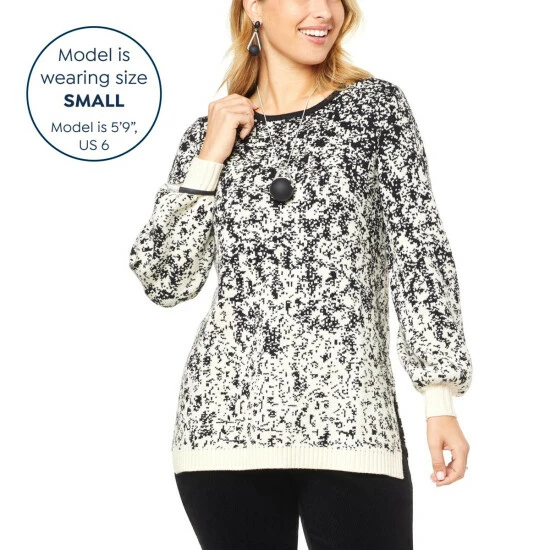 Hot Sale 😀 MarlaWynne WynneCollection Ombre Jacquard Knit Tunic Black/ecru ✔️ 4 Hot Sale 😀 MarlaWynne WynneCollection Ombre Jacquard Knit Tunic Black/ecru ✔️ - Image 2