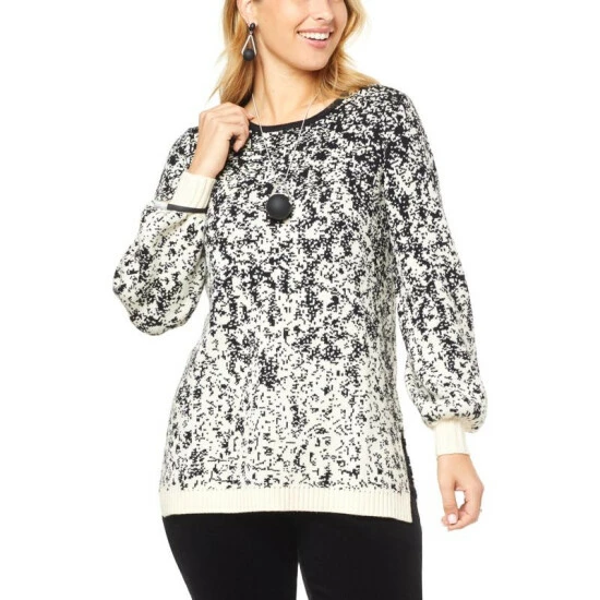 Hot Sale 😀 MarlaWynne WynneCollection Ombre Jacquard Knit Tunic Black/ecru ✔️ 8 Hot Sale 😀 MarlaWynne WynneCollection Ombre Jacquard Knit Tunic Black/ecru ✔️ - Image 6