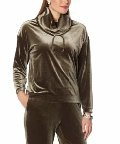 Buy ⭐ MarlaWynne WynneLayers Stretch Velvet Drawstring Cowl-Neck Top Ecru 💯 -Outlet MarlaWynne Sales unnamed file 610
