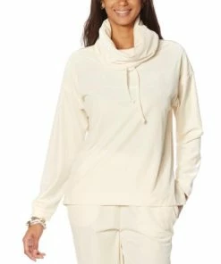 Buy ⭐ MarlaWynne WynneLayers Stretch Velvet Drawstring Cowl-Neck Top Ecru 💯 -Outlet MarlaWynne Sales unnamed file 611