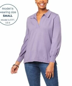 Deals 😀 MarlaWynne WynneLayers Soft Sweater Knit Polo 👚 Shirt Canvas 🎉 -Outlet MarlaWynne Sales unnamed file 665