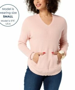 Coupon 😍 MarlaWynne WynneLayers SoftKNIT V-Neck Waffle Stitch Sweater Shell Pink ✨ -Outlet MarlaWynne Sales unnamed file 69