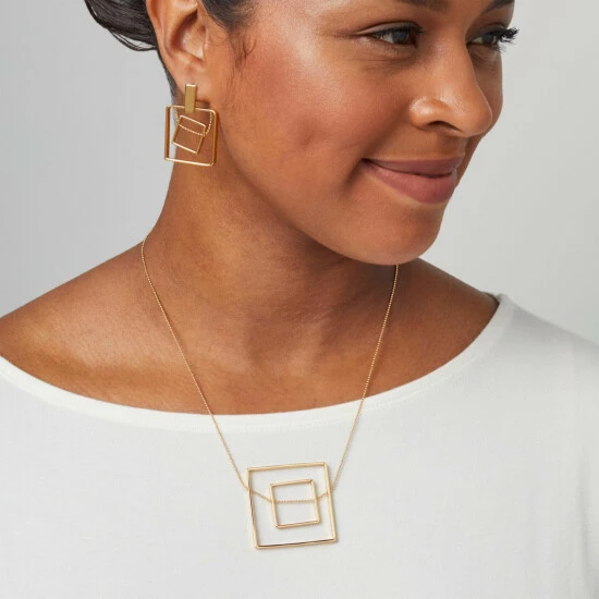 Buy ๐ MarlaWynne Minimalist Square Pendant, Chain And Earrings Set Silvertone ๐งจ 4 Buy ๐ MarlaWynne Minimalist Square Pendant, Chain And Earrings Set Silvertone ๐งจ - Image 2