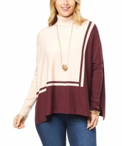 Hot Sale ⌛ MarlaWynne WynneLayers Turtleneck Graphic Intarsia Knit Sweater Storm Blue/deep Indigo ⌛