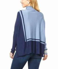 Hot Sale ⌛ MarlaWynne WynneLayers Turtleneck Graphic Intarsia Knit Sweater Storm Blue/deep Indigo ⌛ -Outlet MarlaWynne Sales unnamed file 754