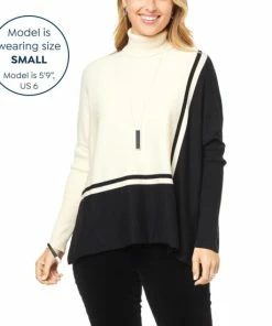 Hot Sale ⌛ MarlaWynne WynneLayers Turtleneck Graphic Intarsia Knit Sweater Storm Blue/deep Indigo ⌛ -Outlet MarlaWynne Sales unnamed file 755