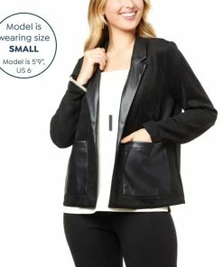 New 🥰 MarlaWynne WynneCollection Bonded Faux Suede/Leather Blazer Dark Camel 🔥 -Outlet MarlaWynne Sales unnamed file 762