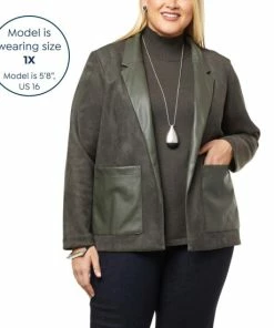 New 🥰 MarlaWynne WynneCollection Bonded Faux Suede/Leather Blazer Dark Camel 🔥 -Outlet MarlaWynne Sales unnamed file 765