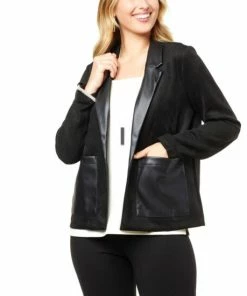 New 🥰 MarlaWynne WynneCollection Bonded Faux Suede/Leather Blazer Dark Camel 🔥 -Outlet MarlaWynne Sales unnamed file 766