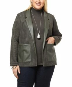 New 🥰 MarlaWynne WynneCollection Bonded Faux Suede/Leather Blazer Dark Camel 🔥 -Outlet MarlaWynne Sales unnamed file 768