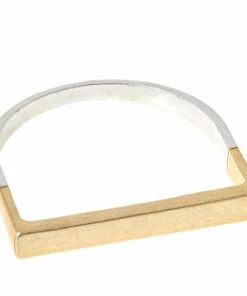 Best Pirce ❤️ MarlaWynne Worn Metal Two-Tone Bar Bangle Bracelet Goldtone/silvertone 🤩 -Outlet MarlaWynne Sales unnamed file 800