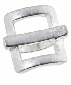 Best Pirce 🎉 MarlaWynne Worn Metal Open Geometric Ring Silvertone ❤️ -Outlet MarlaWynne Sales unnamed file 806