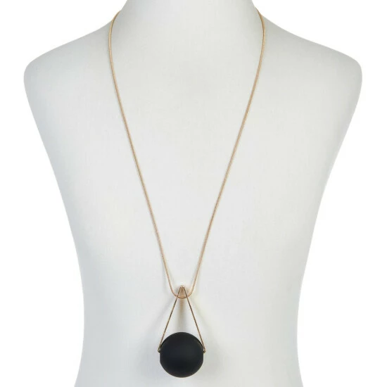 Budget 🌟 MarlaWynne 32-1/4" Rubber And Metal Drop Pendant Necklace Goldtone 🔔 4 Budget 🌟 MarlaWynne 32-1/4" Rubber And Metal Drop Pendant Necklace Goldtone 🔔 - Image 2