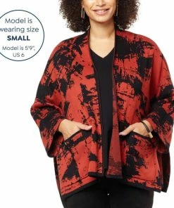 Buy 🤩 MarlaWynne WynneCollection Abstract Houndstooth Jacquard Topper Petrol Blue/oyster Combo 💯 -Outlet MarlaWynne Sales unnamed file 886