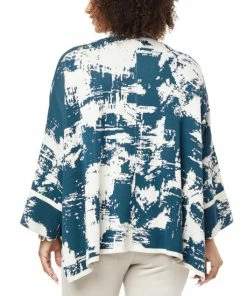 Buy 🤩 MarlaWynne WynneCollection Abstract Houndstooth Jacquard Topper Petrol Blue/oyster Combo 💯 -Outlet MarlaWynne Sales unnamed file 887