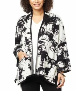 Buy 🤩 MarlaWynne WynneCollection Abstract Houndstooth Jacquard Topper Petrol Blue/oyster Combo 💯 -Outlet MarlaWynne Sales unnamed file 889