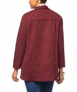Best reviews of 🎁 MarlaWynne WynneCollection Quilted Jacquard Shawl Collar Jacket Burgundy 🧨 -Outlet MarlaWynne Sales unnamed file 896
